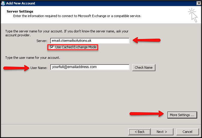 configuration d'Outlook Exchange